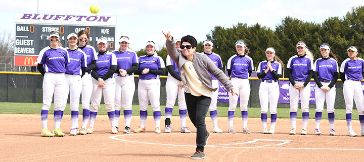 Pressbox dedication first pitch