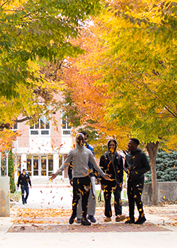 Students fall leaves 2018