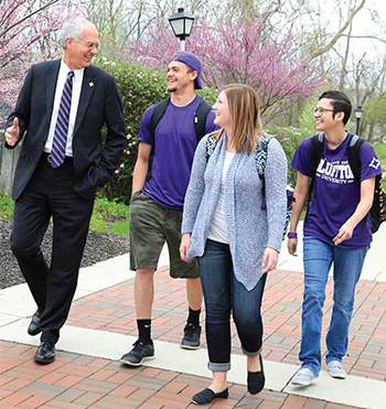 President Harder and students