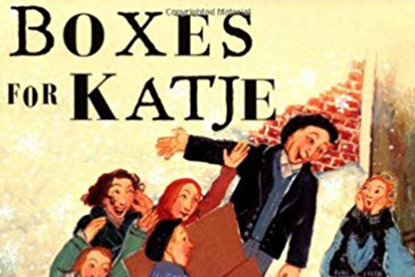 cover image of "Boxes for Katje" children's book cover image of "Boxes for Katje" children's book