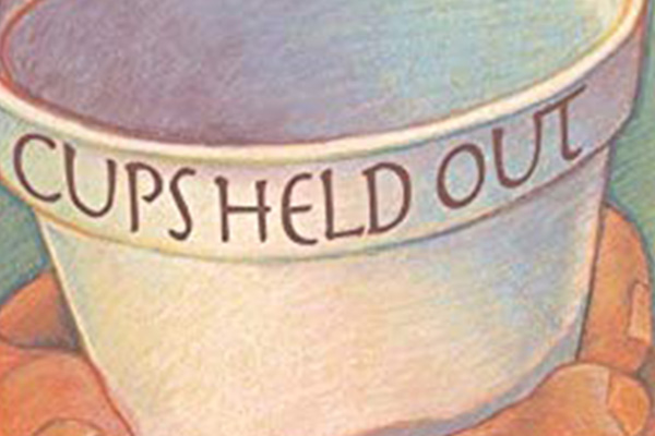 cover image of "Cups Held Out" children's book cover image of "Cups Held Out" children's book