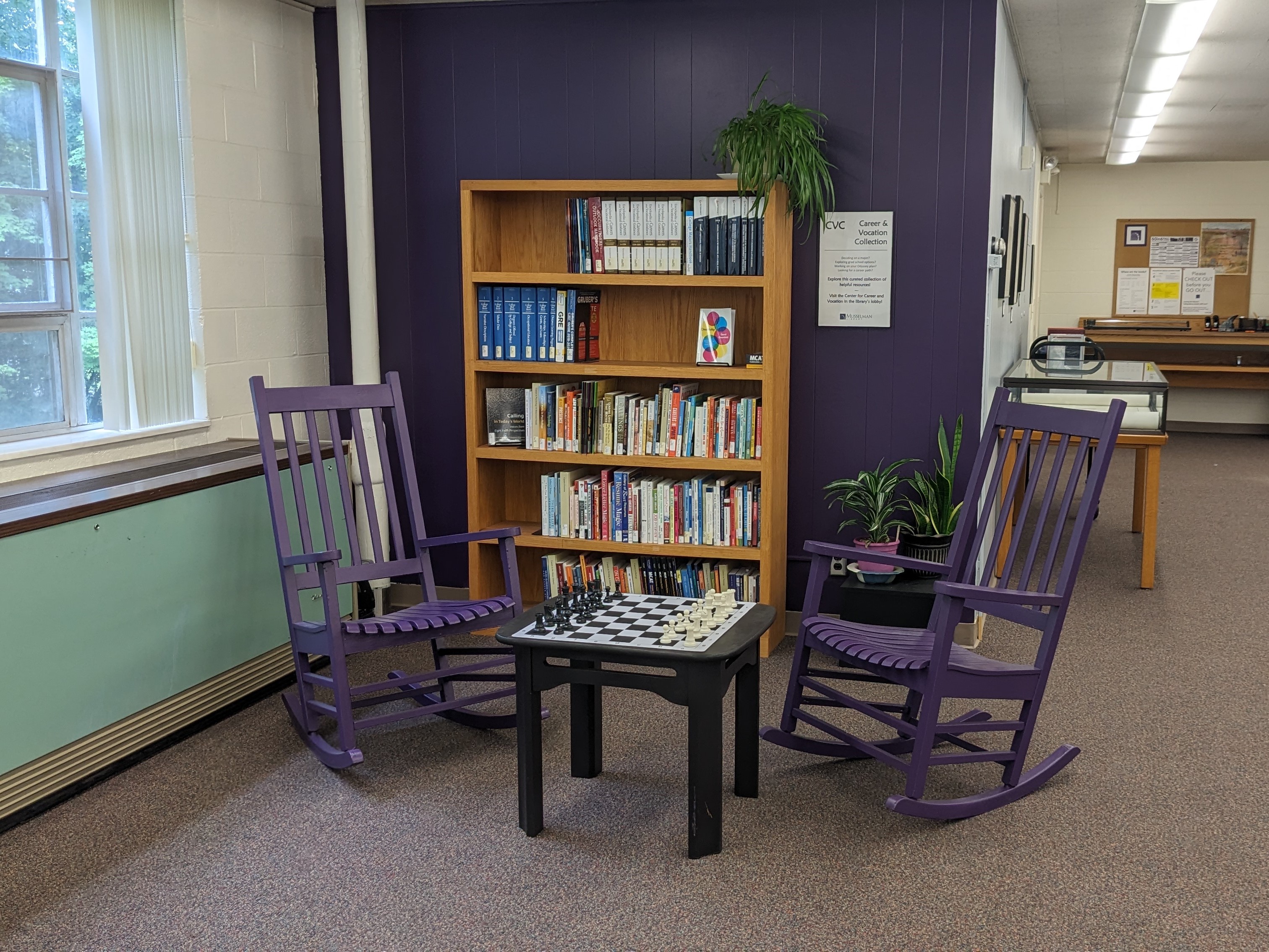 Try out our rocking chairs, and take a break with a game of chess