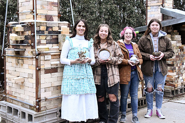 Ceramic students built a new wood-fired kiln. The design is similar to a kiln often used in the 19th and early 20th centuries in southern states. 