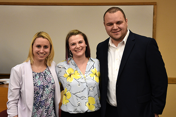 pictured L to R: Brandi (Dominique ’14) Clark, Sarah Dhondt ’16, and Jeremy Amstutz ’15