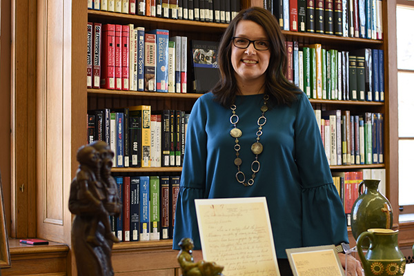 Archivist Carrie Phillips curated the "Of Bronze and Bravery" exhibit