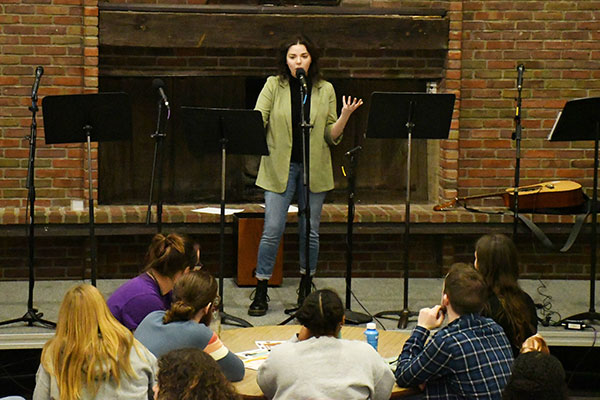SLW speaker Lindsay Horn '19, a food and nutrition major at Bluffton, now serves as associate director of social mission at Bellarmine Chapel in Cincinnati.