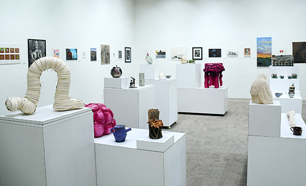 The 2022 juried show includes works of art displayed includes ceramics, glass, two-dimensional design, three-dimensional design, drawing, painting, photography, printmaking and sculpture. 