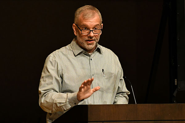 During the lecture, Alex Sider noted a line often used in media reports, “the elderly and disabled are the most at-risk for dying of COVID-19,” as a way of othering people. 