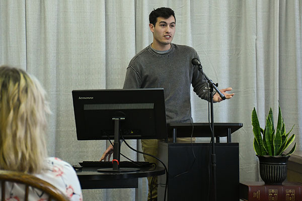 Ethan Ly was one of 19 students who shared their research, pre-professional and creative endeavors with classmates, faculty and staff.