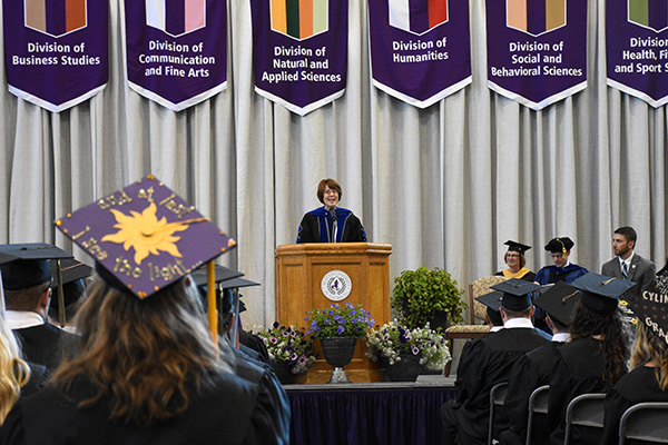 Nearly 3,000 faculty, family members and friends filled Sommer Center to witness the conferring of diplomas by President Jane M. Wood.