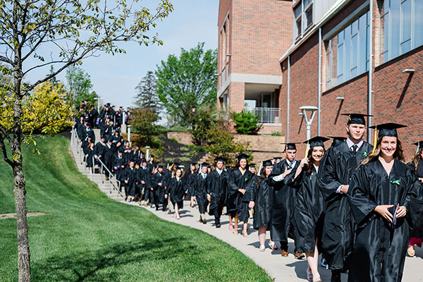 More than 200 students make their way to Sommer Center for their Commencement ceremony.