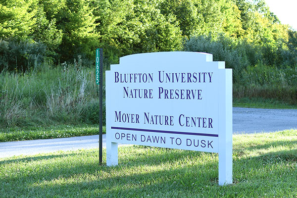 The Bluffton University Nature Preserve is home to 160 acres of woodland and grassland trails, a riverine ecosystem and a small, lake, wildlife habitat.