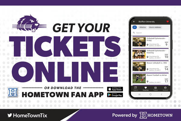 Bluffton University is partnering with HomeTown Ticketing for all alumni, athletics, music and theatre events where tickets are required. 