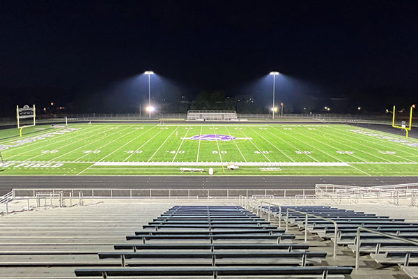 With the addition of stadium lights, Alumni Field can be used for evening and early morning practices, soccer and possibly hosting high school playoff games.