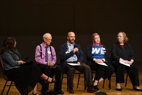 The panelist included Bill Herr ’63, retired chaplain at Mennonite Memorial Home; Shannon Thiebeau ’15, staff chaplain at OhioHealth; Eliza Wertenberger ’07, fetal center chaplain at Nationwide Children’s Hospital; and Phil Wiechart ’01, senior well-being specialist at Corewell Health.   