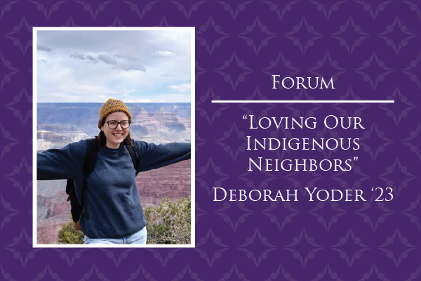 Yoder will examine how working for systemic change and justice, particularly on behalf of Indigenous communities, can be a powerful expression of love and advocacy rooted in faith.