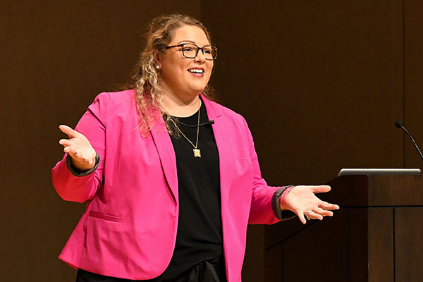 Estée (Arend ’13) Hemphill, assistant director of service for the Cleveland Guardians, shared lessons from her career at Forum.