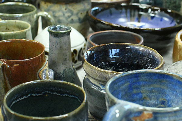Hand-crafted pottery available for sale.